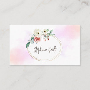 Feminines Blumiges Modernes Wasserfarben Rosa Visitenkarte