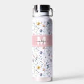 Feminines Boho-Botanik-Script-Monogramm Trinkflasche (Rückseite)