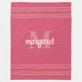 Feminines dunkelrosa Monogramm Name Fleece-Decke Fleecedecke