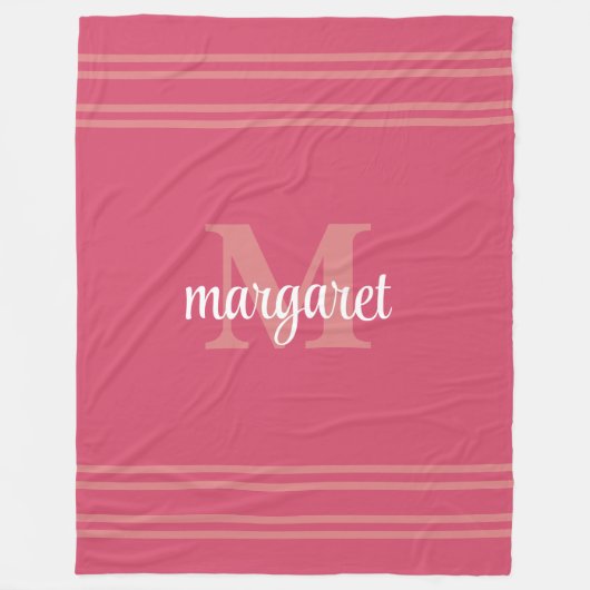 Feminines dunkelrosa Monogramm Name Fleece-Decke Fleecedecke (Vorderseite)