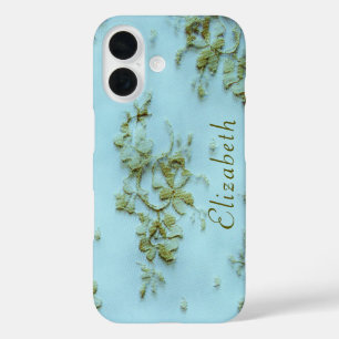 Feminines, elegantes Goldspitzen-Türkis iPhone 16 Hülle