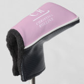 Feminines elegantes rosa personalisiertes Monogram Golf Headcover (3/4 Vorderseite)