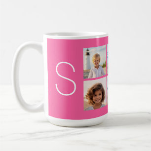 Feminines Instagram-Fotocollage-Monogramm in Hot P Kaffeetasse