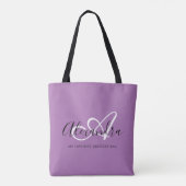 Feminines Lavendel-Chic-Trendy-Skript-Monogramm Tasche (Rückseite)