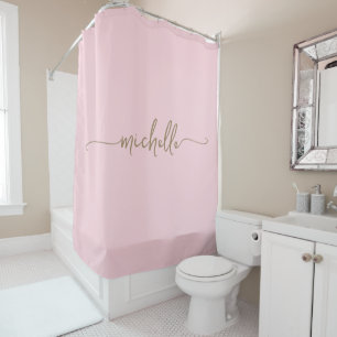 Feminines Minimalist Blush Rosa Monogramm Name Kal Duschvorhang