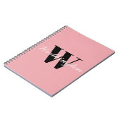 Feminines Monogramm und Name rosa errötend rot Notizblock (Linke Seite)