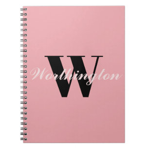 Feminines Monogramm und Name rosa errötend rot Notizblock