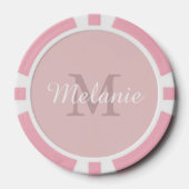 Feminines Pink benutzerdefiniertes Monogramm Name  Pokerchips (Vorderseite)