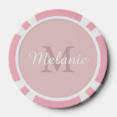 Feminines Pink benutzerdefiniertes Monogramm Name  Pokerchips (Rückseite)