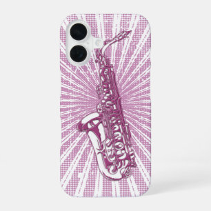Feminines Pink-Grunge-Saxophon iPhone 16 Hülle