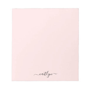 Feminines pinkfarbenes Monogramm moderne Schrift p Notizblock