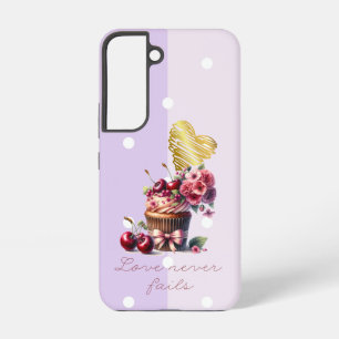 Feminines religiöses Cherry-Blüten-Cupcake-Herz Samsung Galaxy Hülle