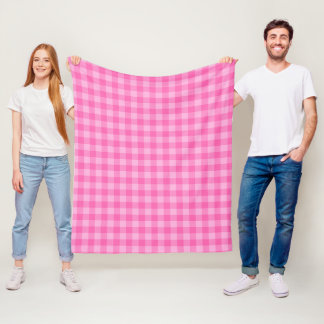 Feminines Rosa Büffel-Karo Fleecedecke