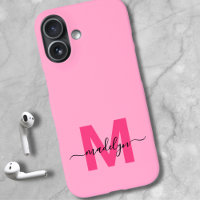 Feminines Rosa Elegantes Minimal Namensmonogramm
