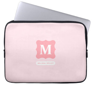 Feminines Rosa Minimalistisches Chic-Monogramm-Nam Laptopschutzhülle