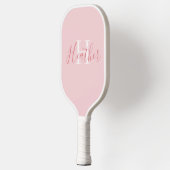 Feminines Rosa mit Namen und Initiale Pickleball Schläger (Links)