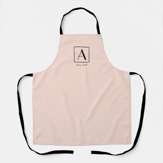 Feminines Rosa Monogramm Anfangs Skript Chic Schürze (Vorderseite)