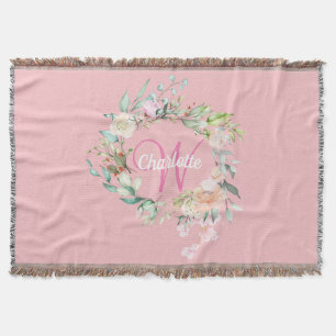Feminines rosa Monogramm Schrift Initial Sommerros Decke