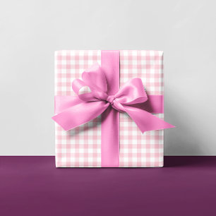 Feminines Rosa Pastell Karo Kariert Mehrfarbig Geschenkpapier Set