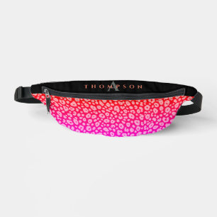 Feminines Rosa-Schwarz-Leopard-Tierdruck-Monogramm Bauchtasche