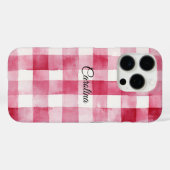 Feminines Rosa-Weiß-Kariert-Gestreift Case-Mate iPhone Hülle (Rückseite (Horizontal))