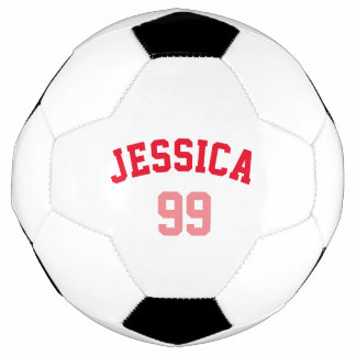 Feminines Rot Pink Name Nummer Minimalistisch Fußball