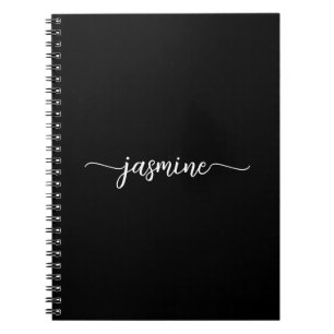 Feminines schwarzes modernes Schriftmonogramm Name Notizblock