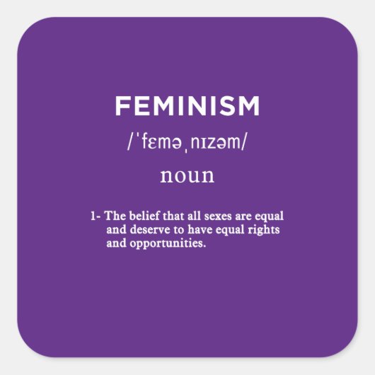 Feminismus-Definition lila Quadratischer Aufkleber (Vorderseite)