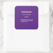 Feminismus-Definition lila Quadratischer Aufkleber (Tasche)