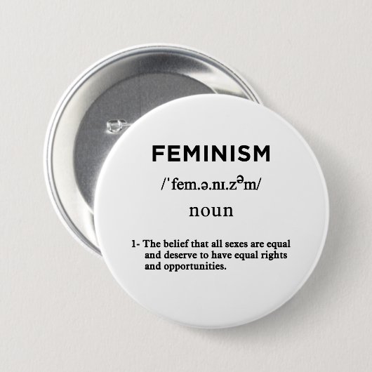Feminismus-Definition Weißkreis Button (Vorne & Hinten)