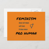 Feminismus-Slogan und Symbol orange Postkarte (Vorne/Hinten)