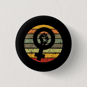 Feminismus Symbol Design Retro Vintag, 70er 80er 9 Button