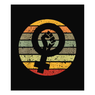 Feminismus Symbol Design Retro Vintag, 70er 80er 9 Fotodruck