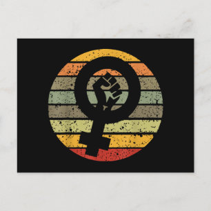 Feminismus-Symbol-Design Retro Vintage 70er 80er 9 Postkarte