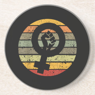 Feminismus-Symbol-Design Retro Vintage, 70er 80er Getränkeuntersetzer