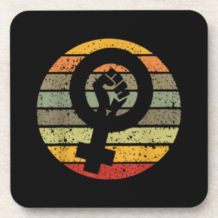 Feminismus-Symbol-Design Retro Vintage, 70er 80er Getränkeuntersetzer