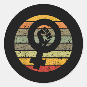 Feminismus-Symbol-Design Retro Vintage, 70er 80er Runder Aufkleber
