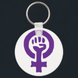 Feminismus-Symbol Schlüsselanhänger<br><div class="desc">Feministisches Design lila</div>