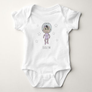 Feminist Baby Girl Astronaut Dream Doodle und Name Baby Strampler