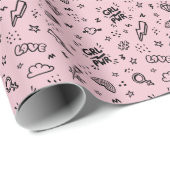 Feminist Girl Power Black & Pink Wrapping Paper Geschenkpapier (Rolleneckpunkt)