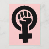 Feminist Girl Power Symbol mit rosa Hintergrund Postkarte (Vorderseite)