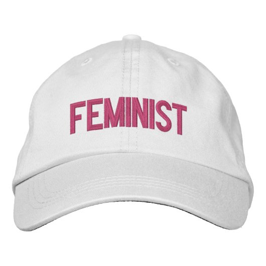 Feminist heiß rosa weiß modern bestickt bestickte baseballkappe (Vorderseite)