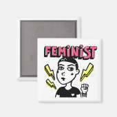 Feminist Pop Art Girl Magnet (Vorderseite/Rückseite)