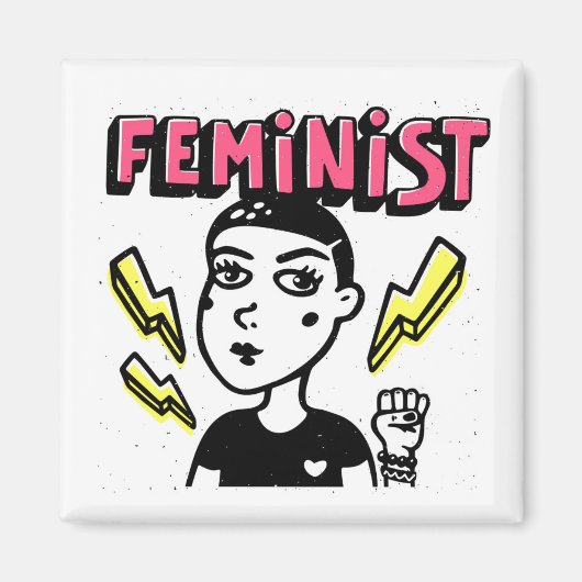 Feminist Pop Art Girl Magnet (Vorne)