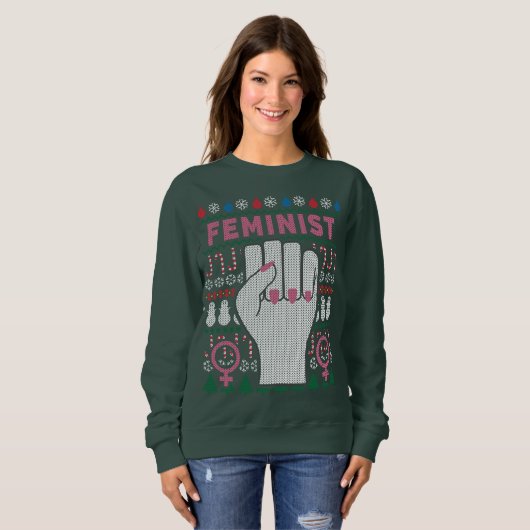 Feminist Power Ugly Christmas Sweater Sweatshirt (Vorne ganz)