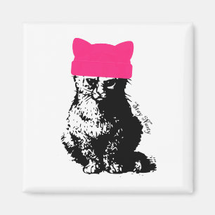 Feminist Resist Cat Lady Pink Hat Bleibe Eklig Magnet