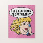 Feminist Retro Pop Art Pink Anti-Patriarchy Quote Puzzle<br><div class="desc">Let's Take Down the Patriarchy Gift. Cute pop art feminism gift for a strong pro choice Anti Trump woman vote. Das ist eine gute politische Gerechtigkeit,  Humor Cartoon.</div>