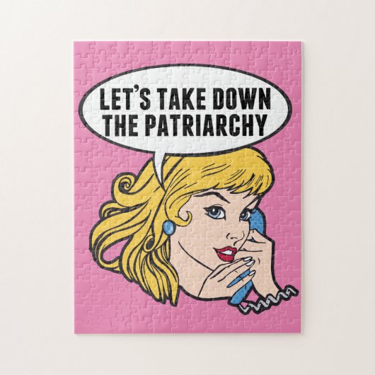 Feminist Retro Pop Art Pink Anti-Patriarchy Quote Puzzle (Vertikal)