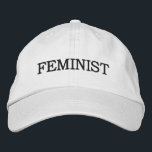 Feminist, schwarzer Text Bestickte Baseballkappe<br><div class="desc">Zeigen Sie, dass Sie die Gleichberechtigung von Frauen und Männern unterstützen, indem Sie eine Baseballkappe tragen, in der das Wort "feministisch" bestickt ist, das in fett schwarz und Hauptstadt auf weißem Hintergrund bestickt ist. Weitere Farbhüte sind in der Sidebar erhältlich. Um den Design Feminist auf anderen Artikeln zu sehen, klicken...</div>