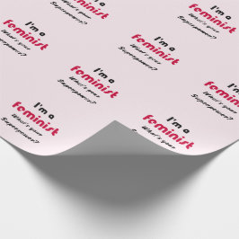 Feminist Super Power Slogan pink Geschenkpapier